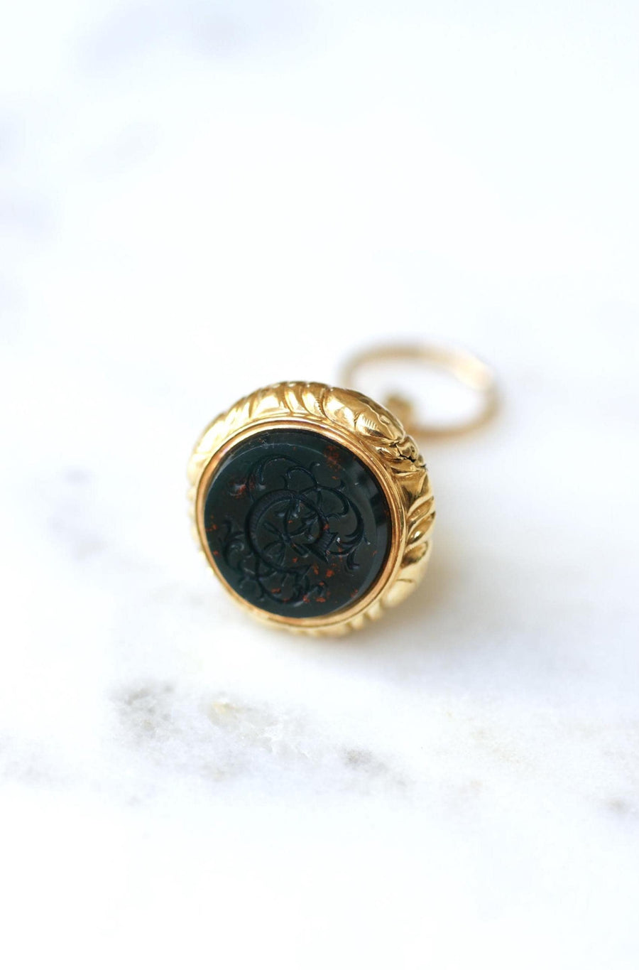 Yellow Gold and Blood Jasper Antique Seal Pendant
