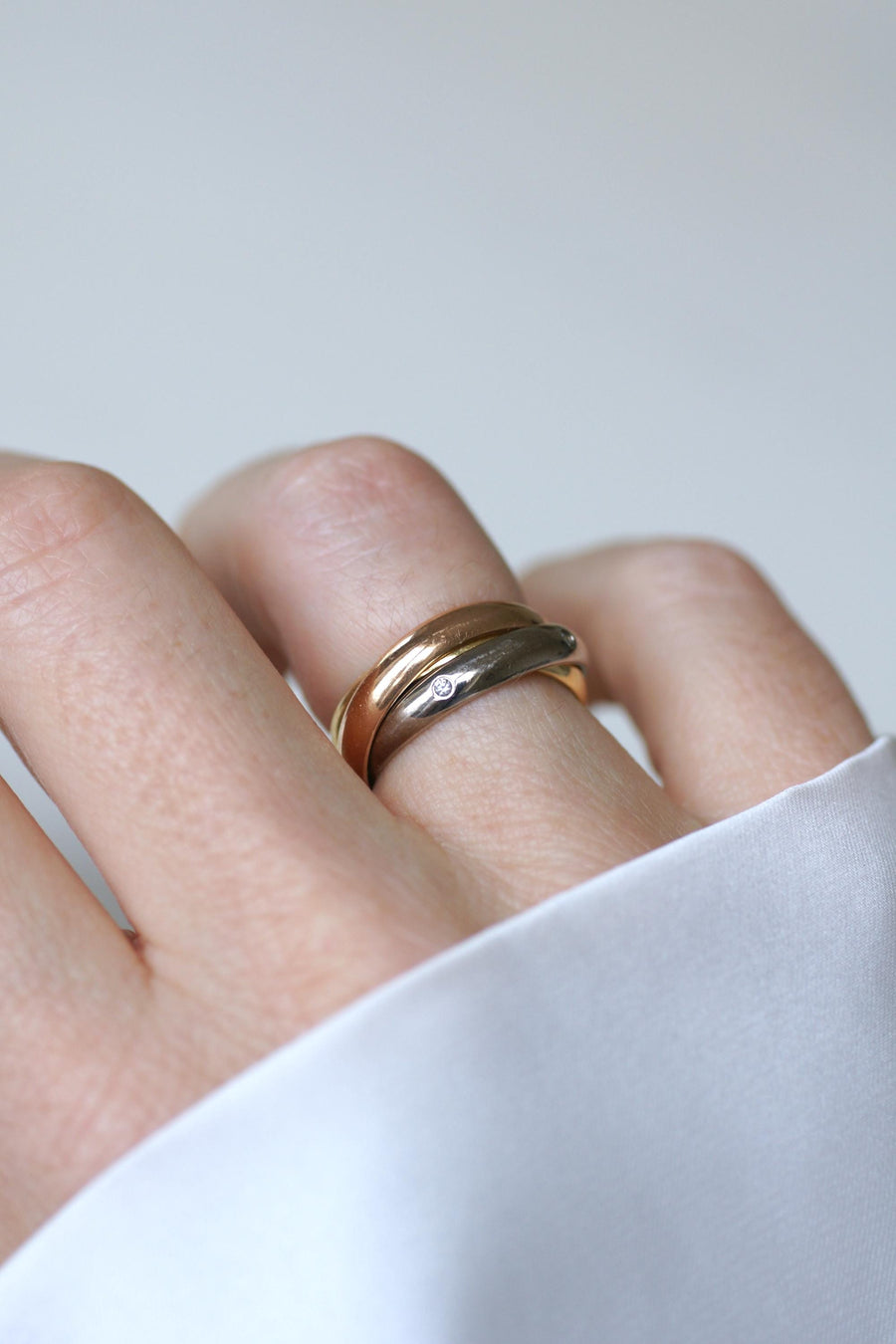Ring Cartier Trinity 3 Ors Modèle Classique 5 Diamants Size 49