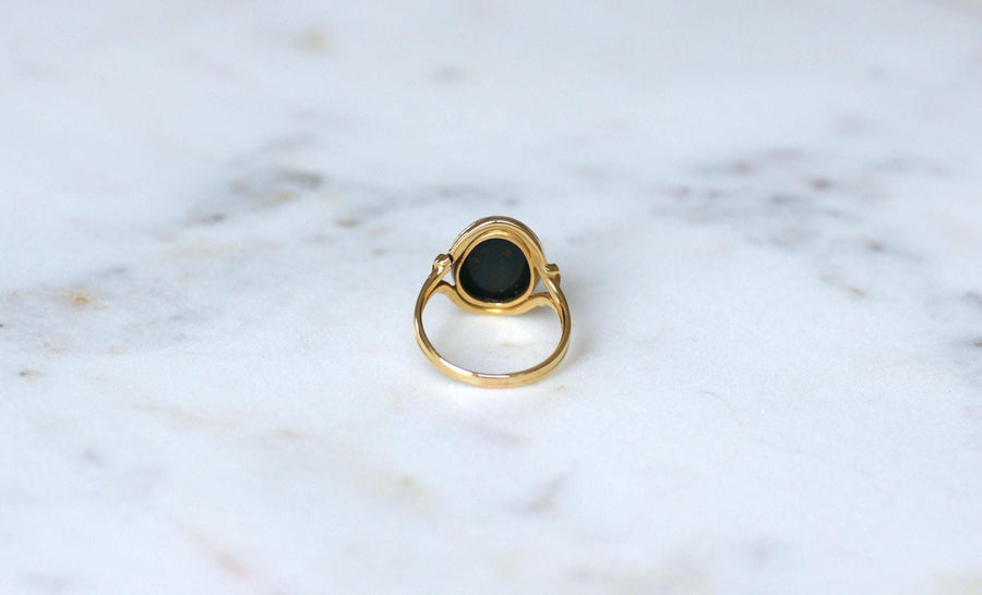 Antique Ring Blood Jasper Intaglio on Yellow Gold