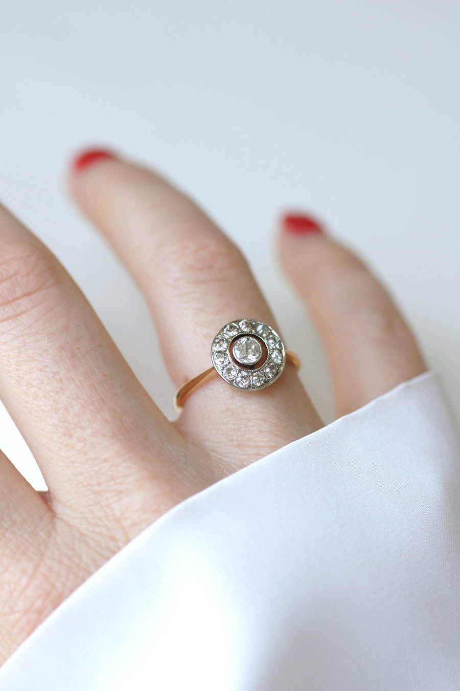 0.70 Ct Diamond Target Ring in Yellow Gold and Platinum