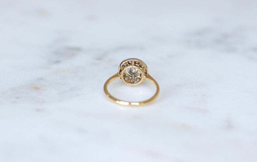 0.70 Ct Diamond Target Ring in Yellow Gold and Platinum
