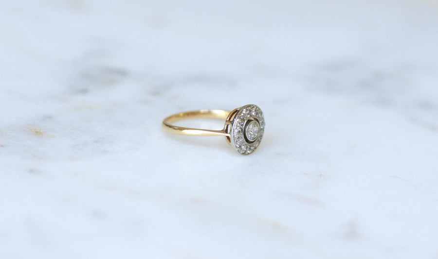 0.70 Ct Diamond Target Ring in Yellow Gold and Platinum