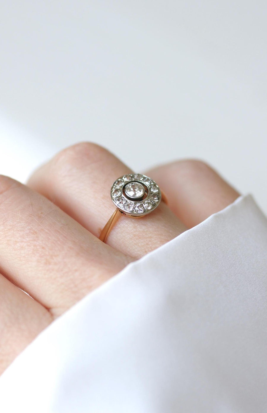 0.70 Ct Diamond Target Ring in Yellow Gold and Platinum
