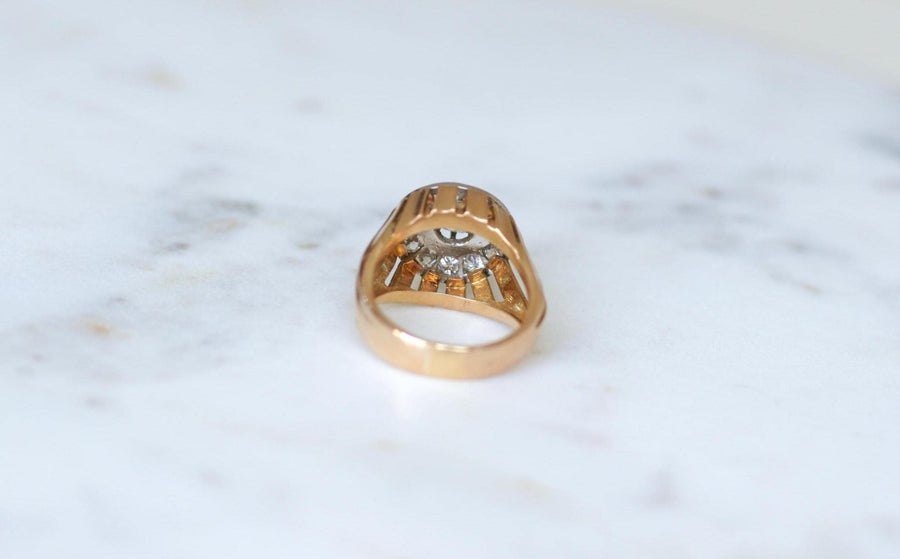 2.40 Ct Diamond Cocktail Ring in Rose Gold and Platinum from the 1940s