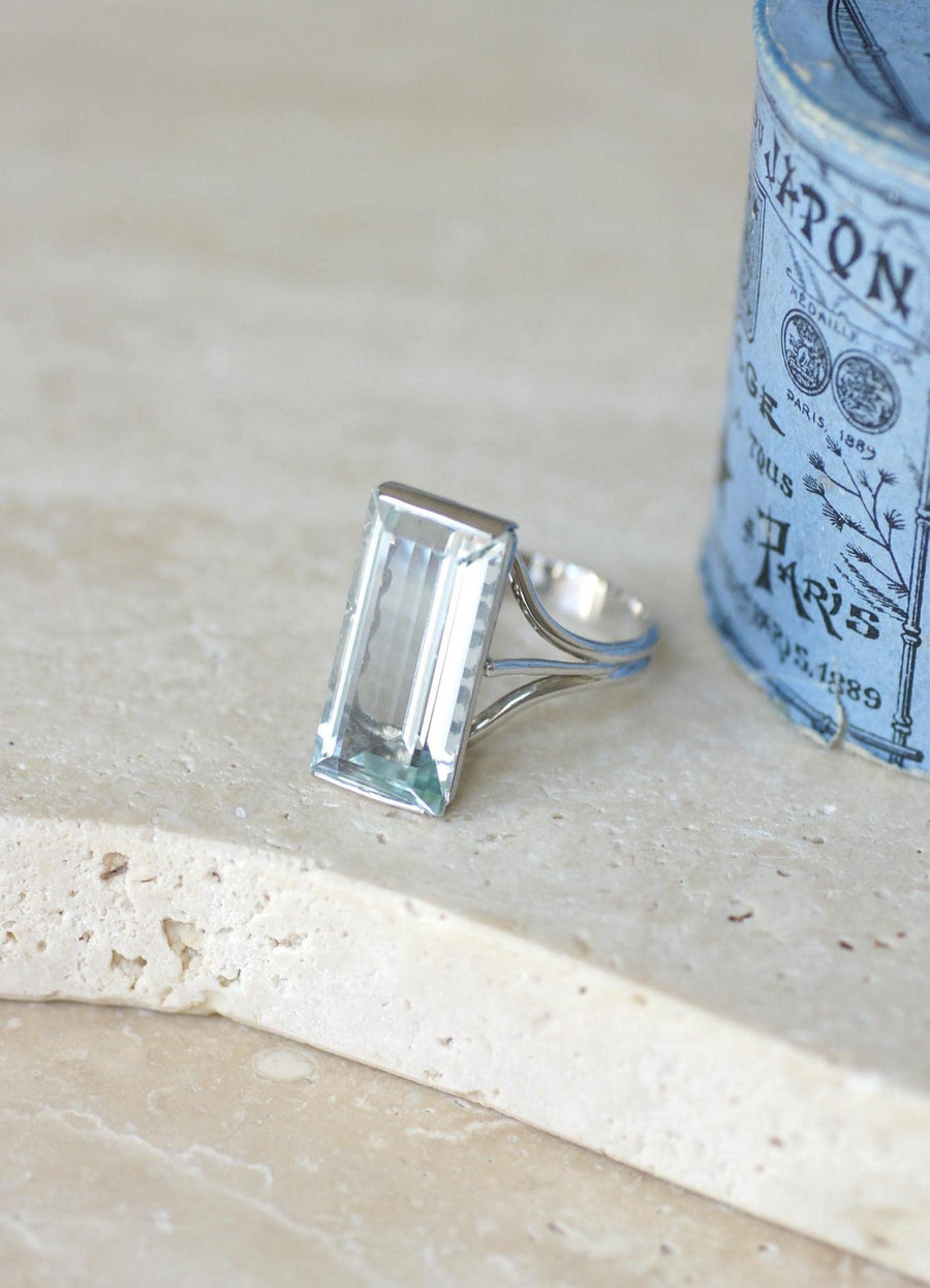 Cocktail Ring Aquamarine 8.00 Cts on White Gold 60s