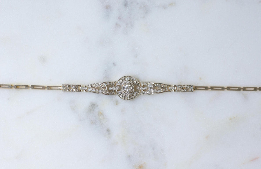 Art Deco bracelet Diamonds on Gold and Platinum