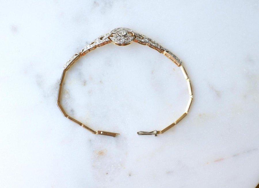 Art Deco bracelet Diamonds on Gold and Platinum