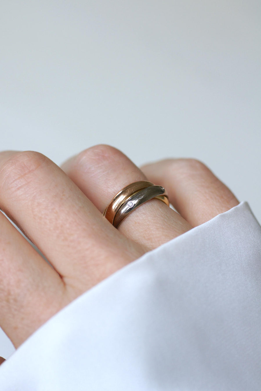 Ring Cartier Trinity 3 Ors Modèle Classique 5 Diamants Size 49