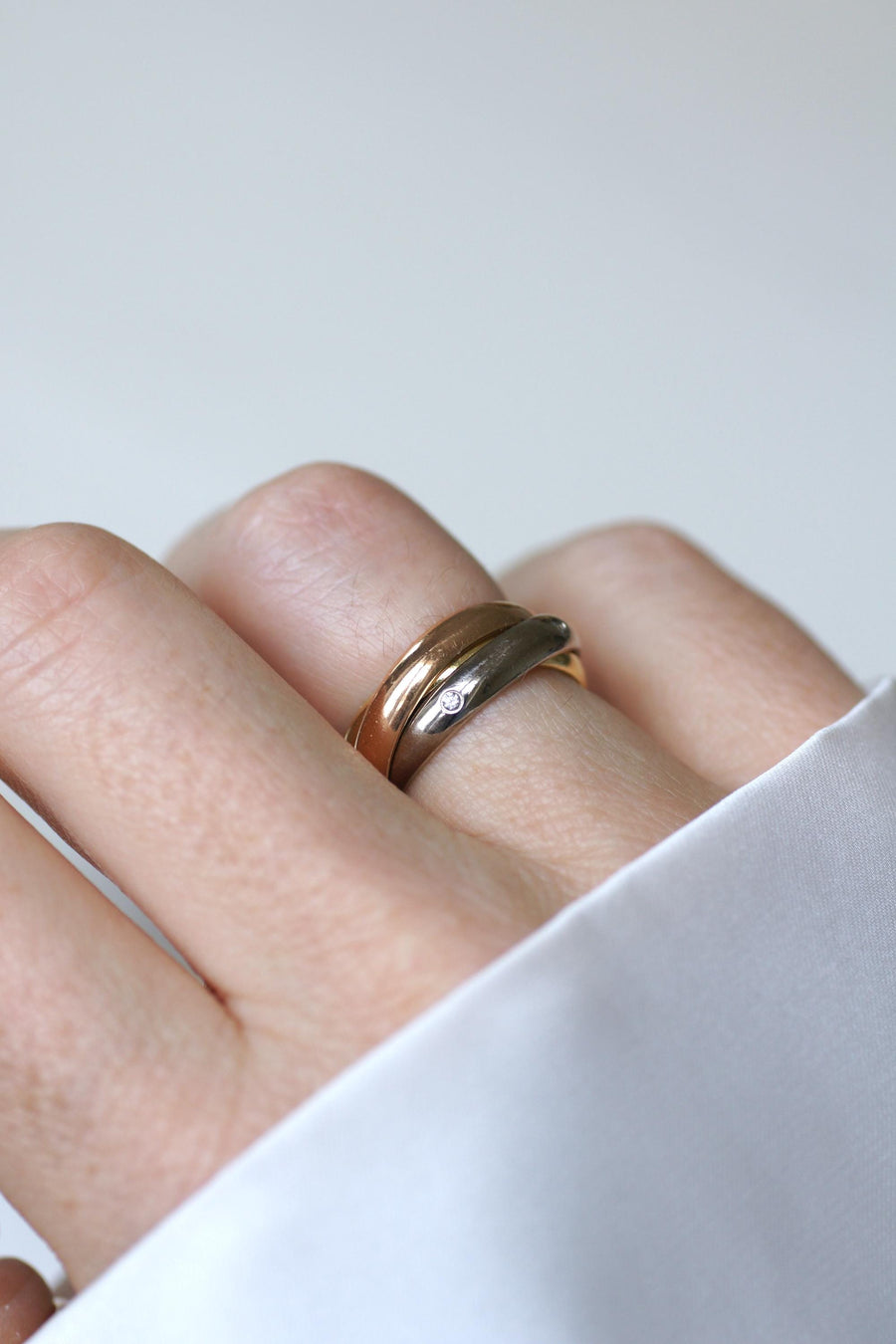 Ring Cartier Trinity 3 Ors Modèle Classique 5 Diamants Size 49