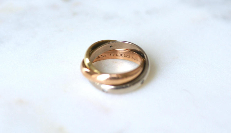 Ring Cartier Trinity 3 Ors Modèle Classique 5 Diamants Size 49