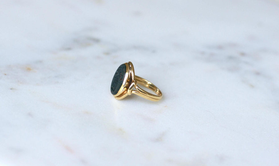 Antique Ring Blood Jasper Intaglio on Yellow Gold