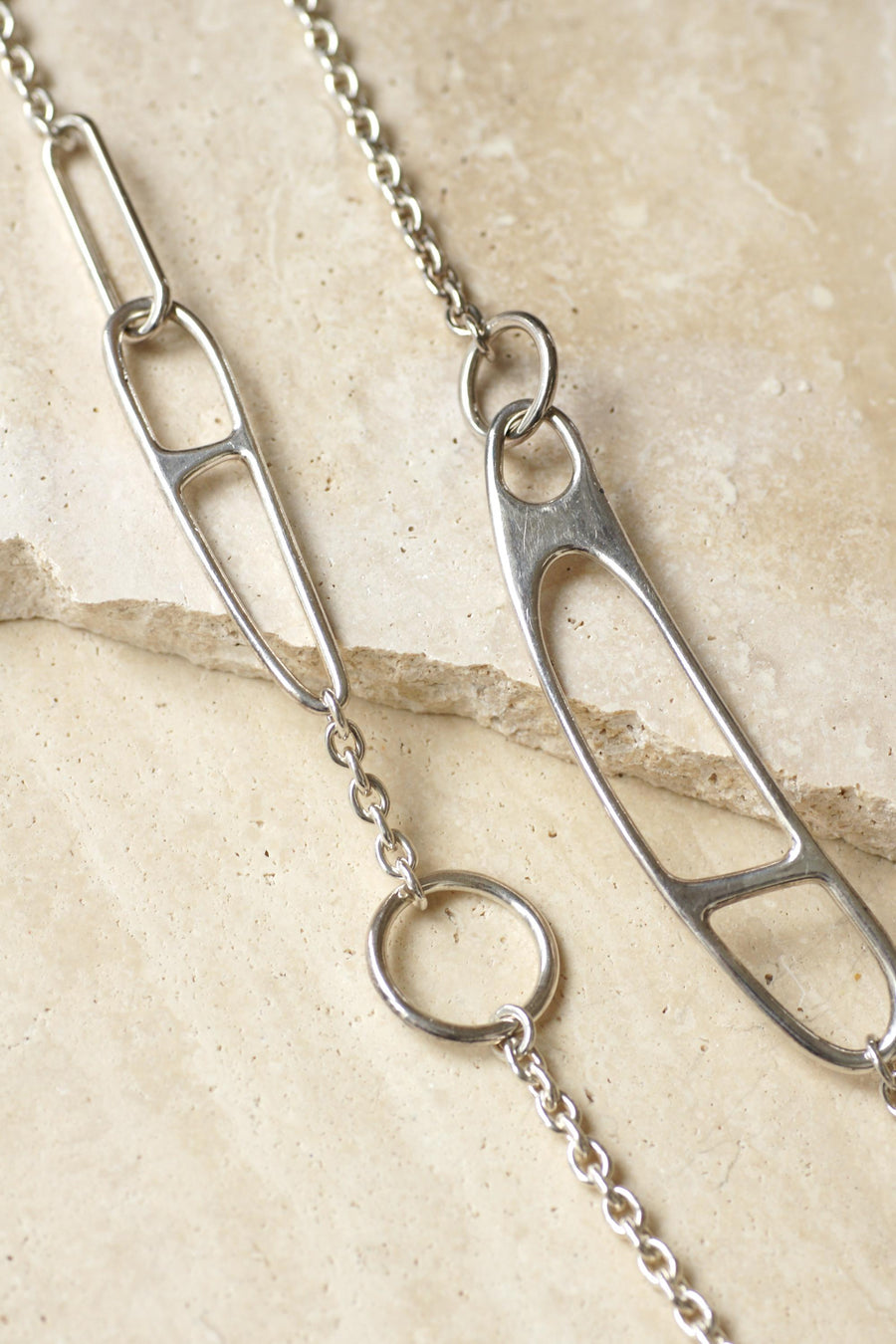 Hermès Silver Twist Anchor Chain Necklace 100 cm