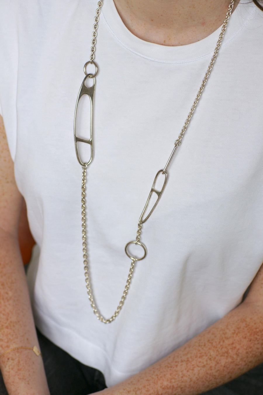 Hermès Silver Twist Anchor Chain Necklace 100 cm