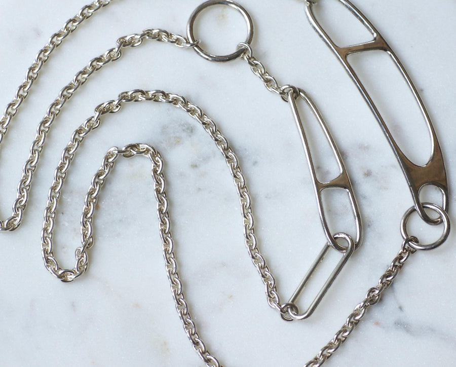 Hermès Silver Twist Anchor Chain Necklace 100 cm