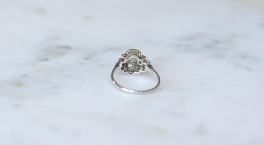 Art Deco Ring Diamonds on Gold and Platinum