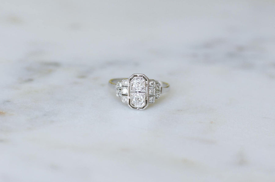 Art Deco Ring Diamonds on Gold and Platinum