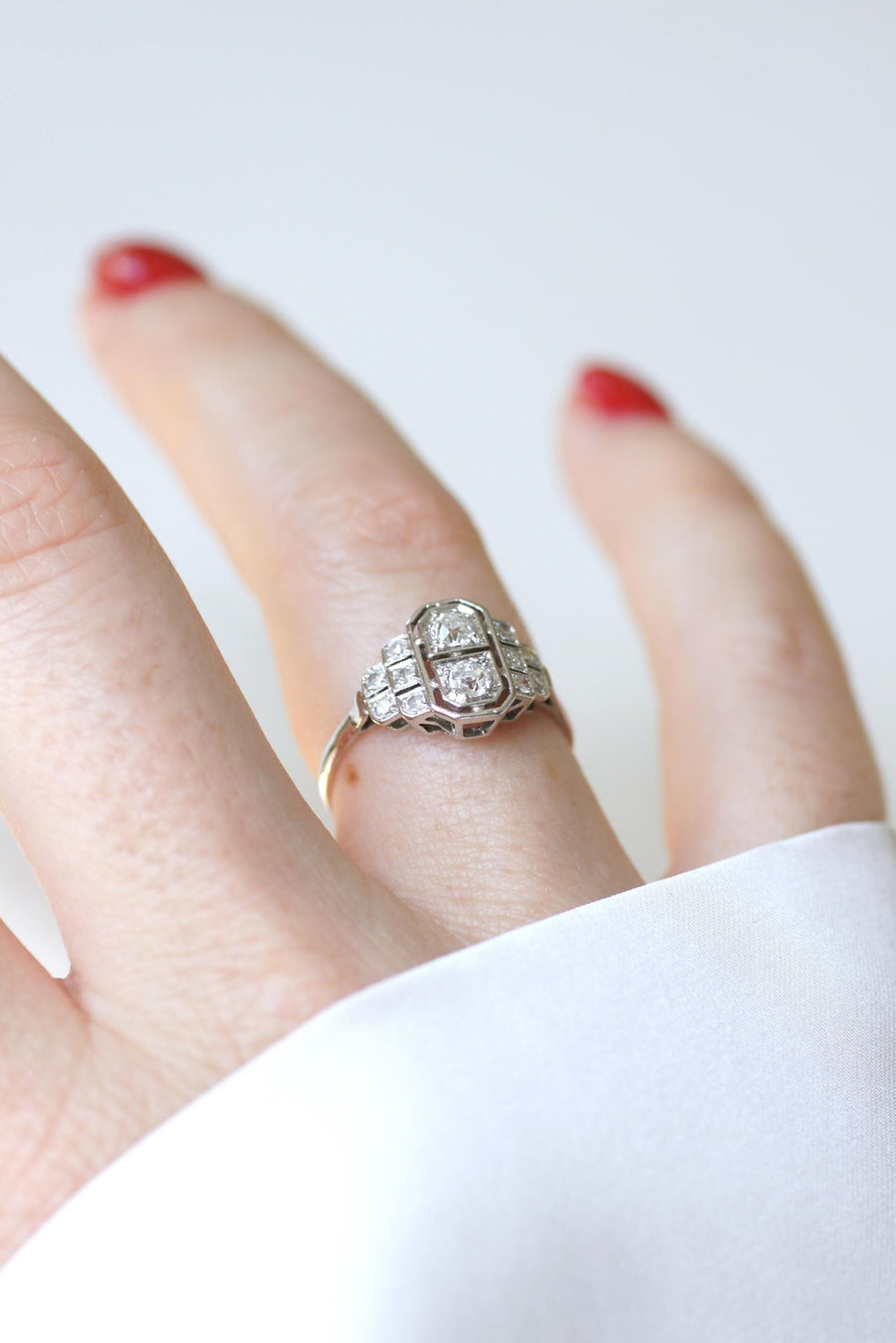 Art Deco Ring Diamonds on Gold and Platinum