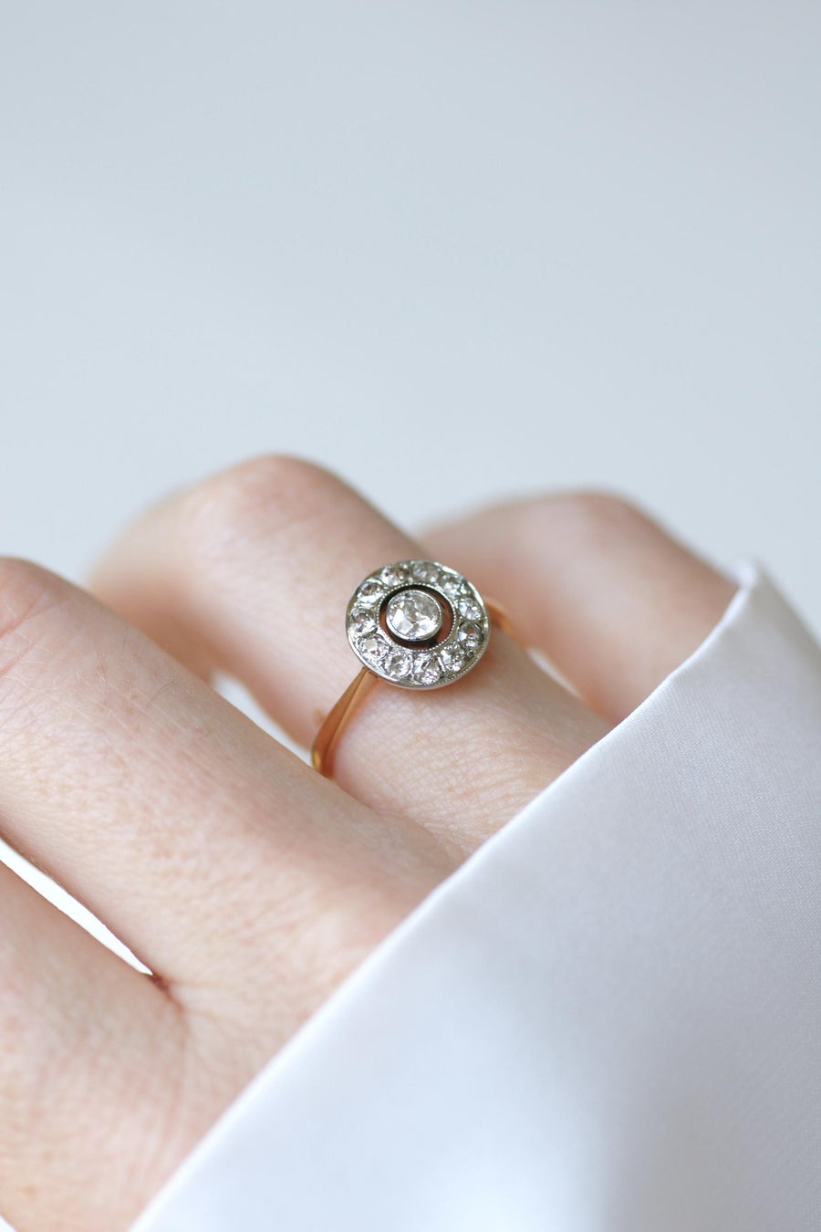 0.70 Ct Diamond Target Ring in Yellow Gold and Platinum