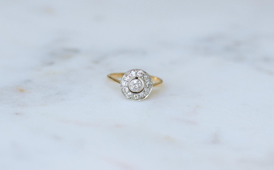 0.70 Ct Diamond Target Ring in Yellow Gold and Platinum