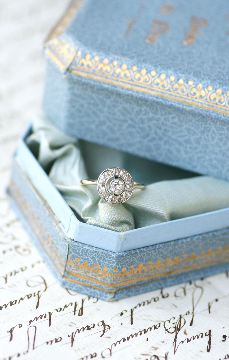 0.70 Ct Diamond Target Ring in Yellow Gold and Platinum