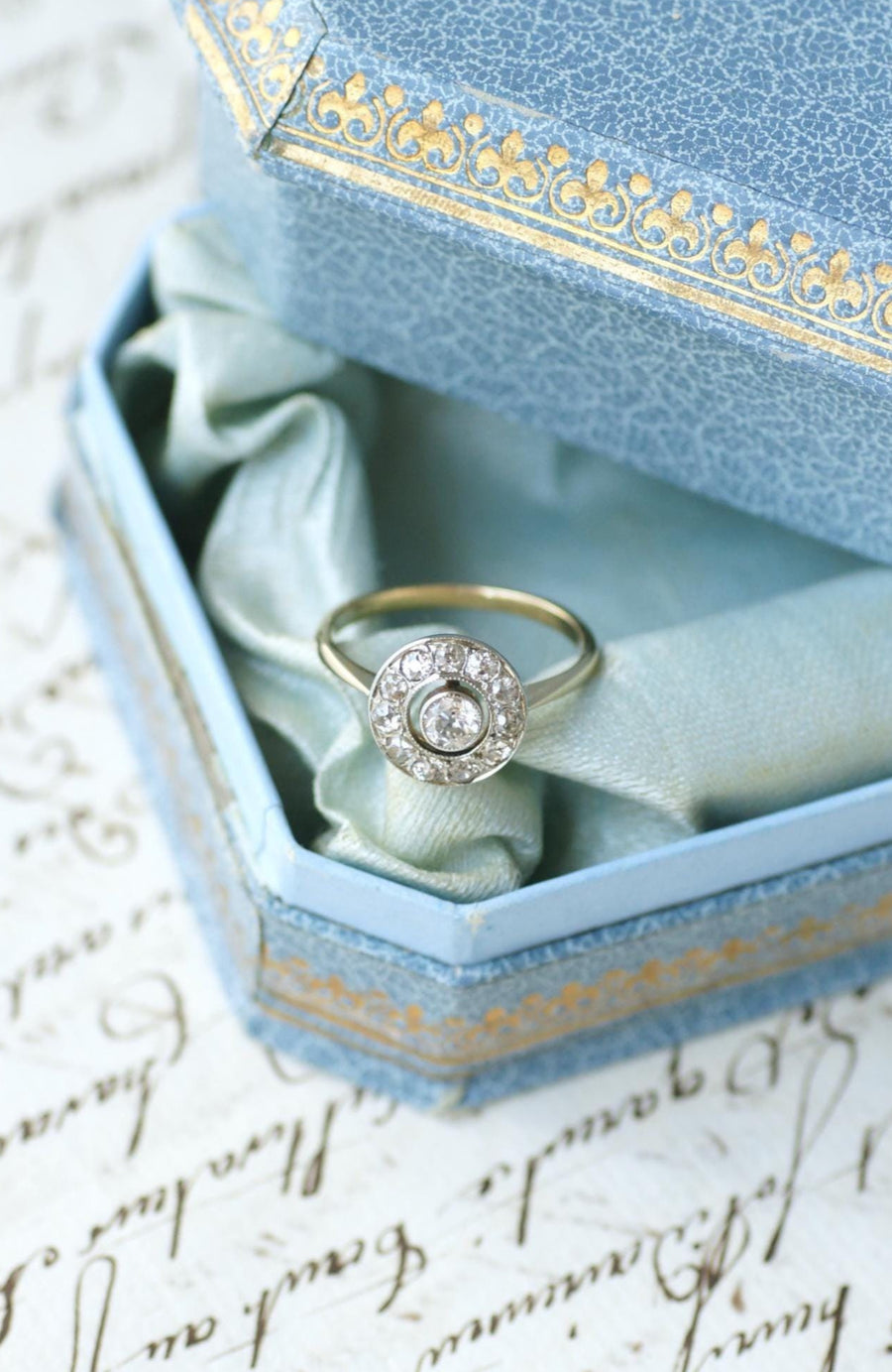 0.70 Ct Diamond Target Ring in Yellow Gold and Platinum