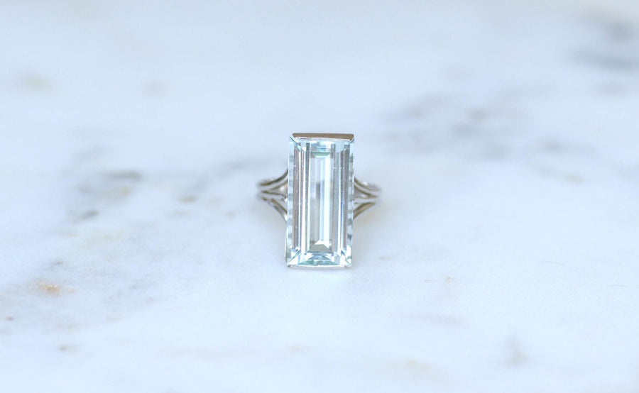 Cocktail Ring Aquamarine 8.00 Cts on White Gold 60s