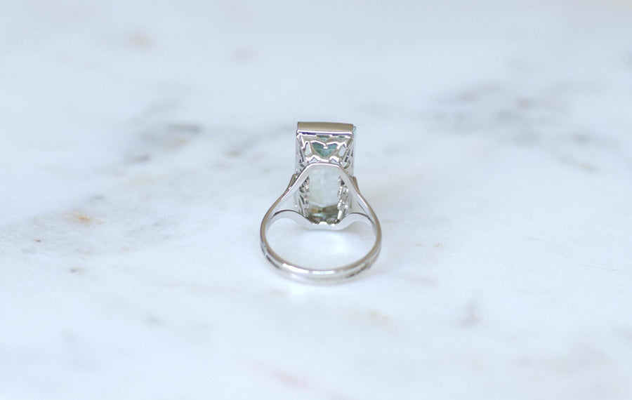 Cocktail Ring Aquamarine 8.00 Cts on White Gold 60s