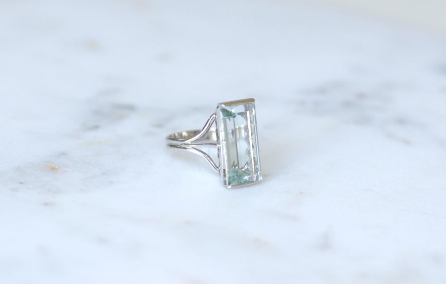 Cocktail Ring Aquamarine 8.00 Cts on White Gold 60s