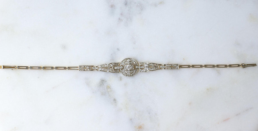 Art Deco bracelet Diamonds on Gold and Platinum