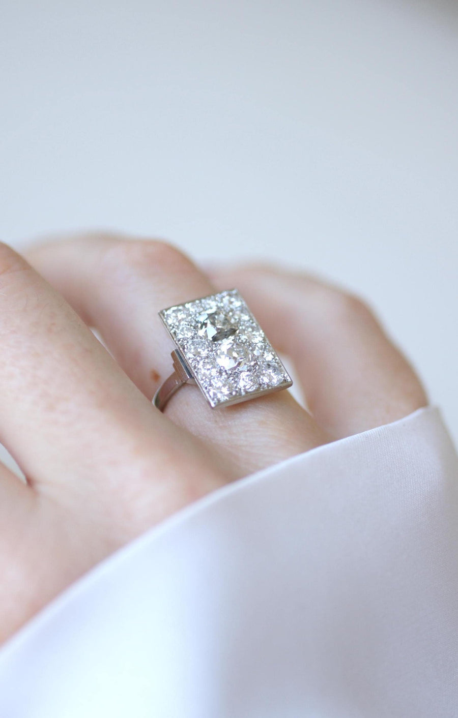 Rectangular Art Deco Diamond Ring 3.50 Cts