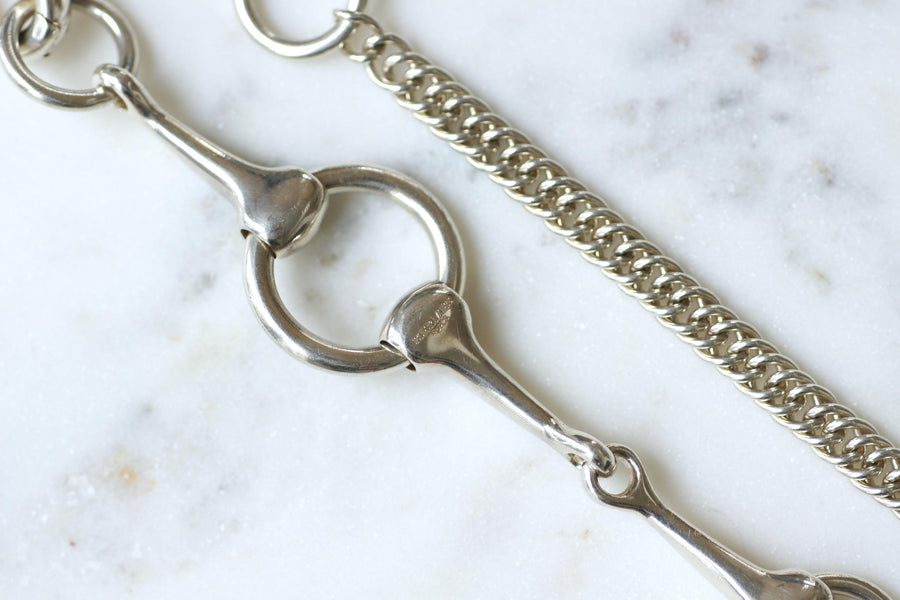 Hermès Sautoir Mors in Silver 73.00 cm