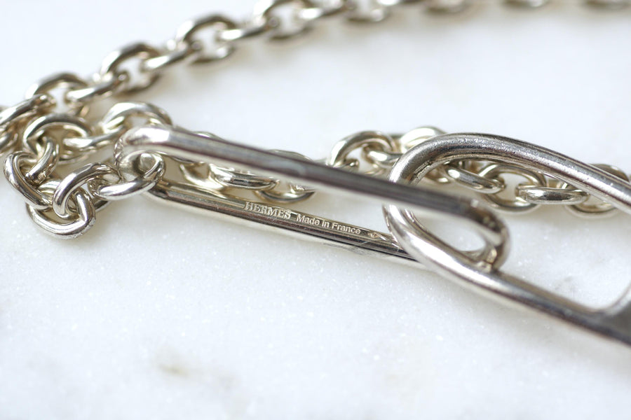 Hermès Silver Twist Anchor Chain Necklace 100 cm