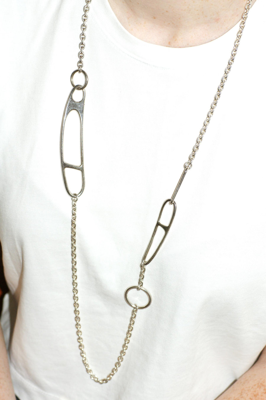Hermès Silver Twist Anchor Chain Necklace 100 cm