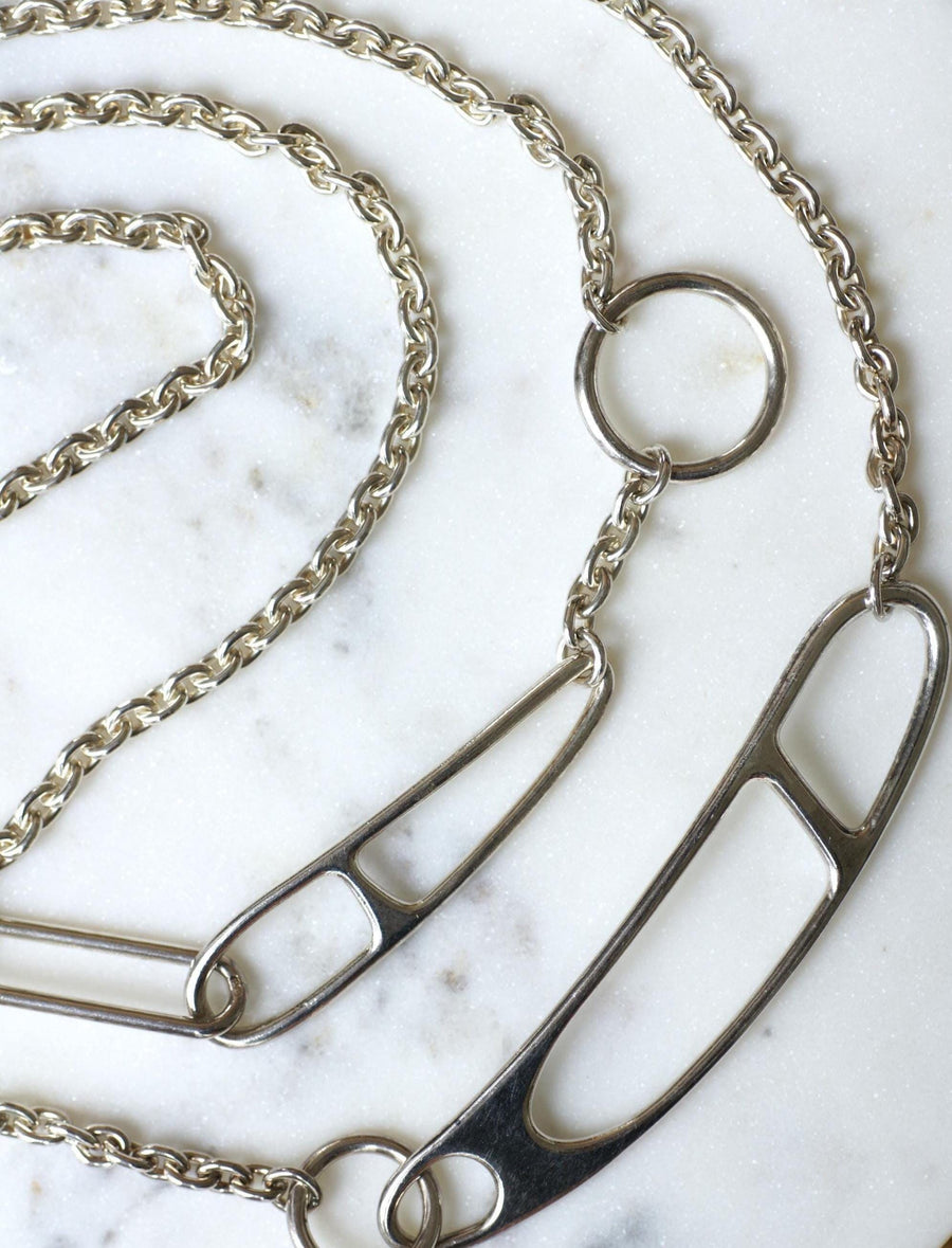 Hermès Silver Twist Anchor Chain Necklace 100 cm