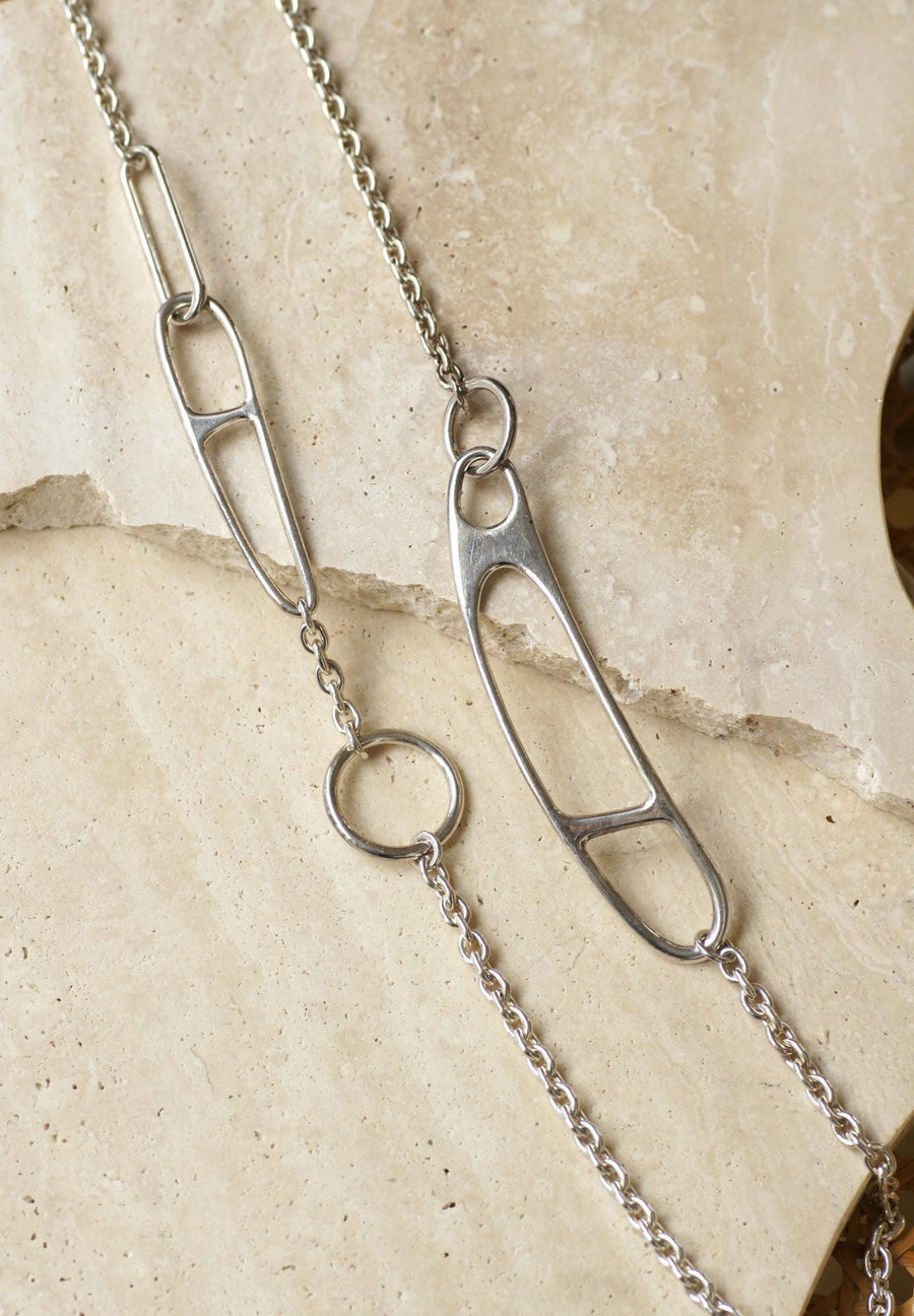 Hermès Silver Twist Anchor Chain Necklace 100 cm
