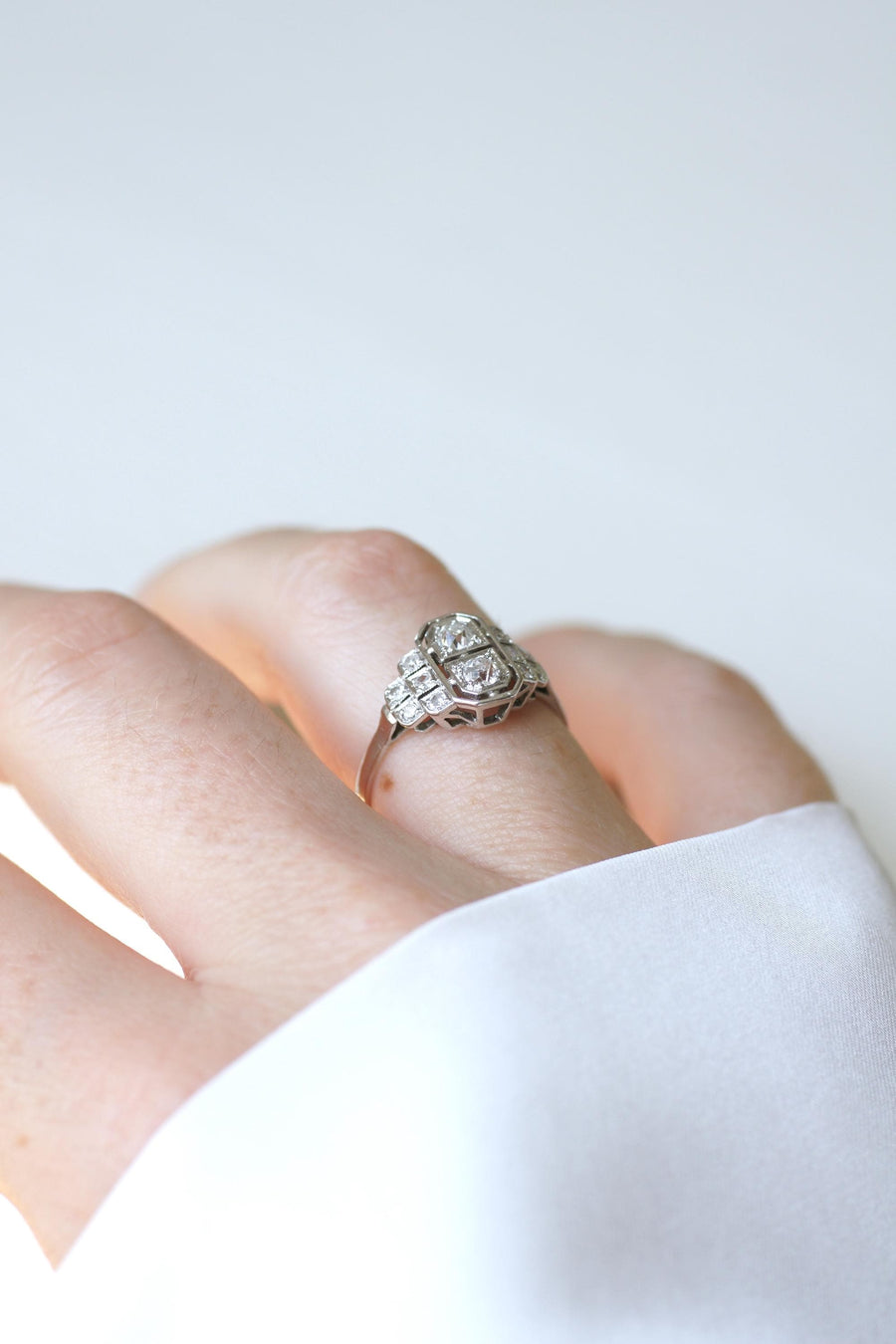 Art Deco Ring Diamonds on Gold and Platinum