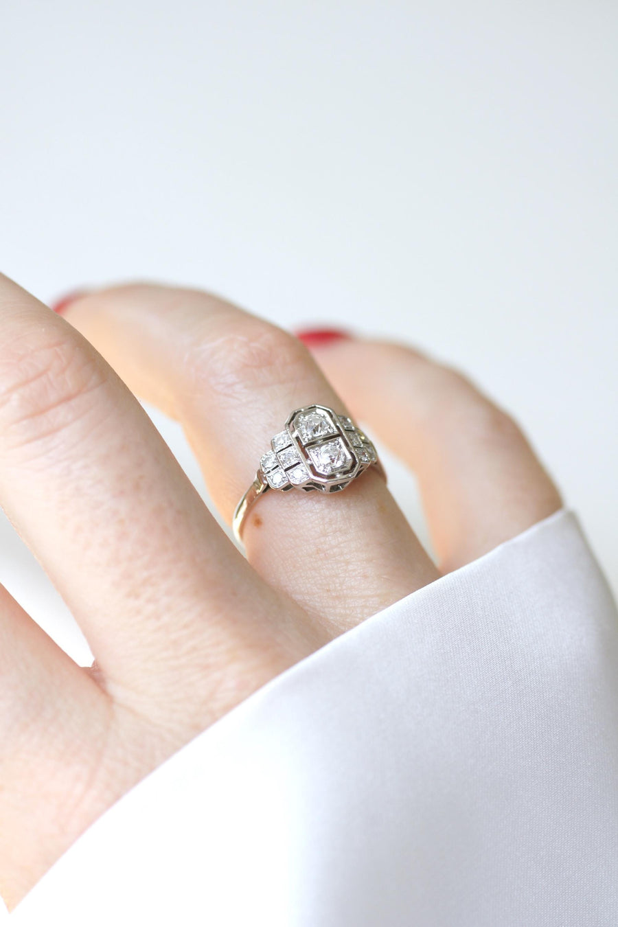 Art Deco Ring Diamonds on Gold and Platinum
