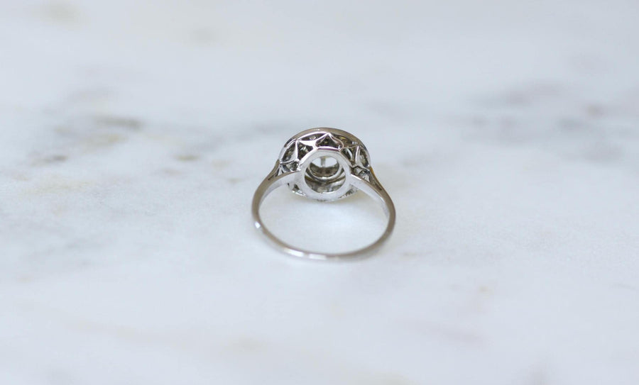 Art Deco Target Ring Diamonds on Platinum and White Gold