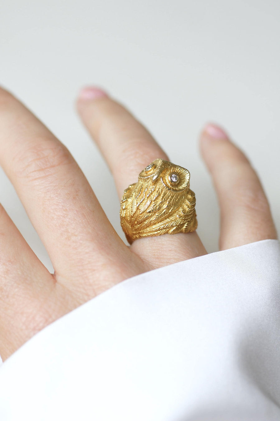 Enrico Cirio Yellow Gold and Diamond Owl Ring