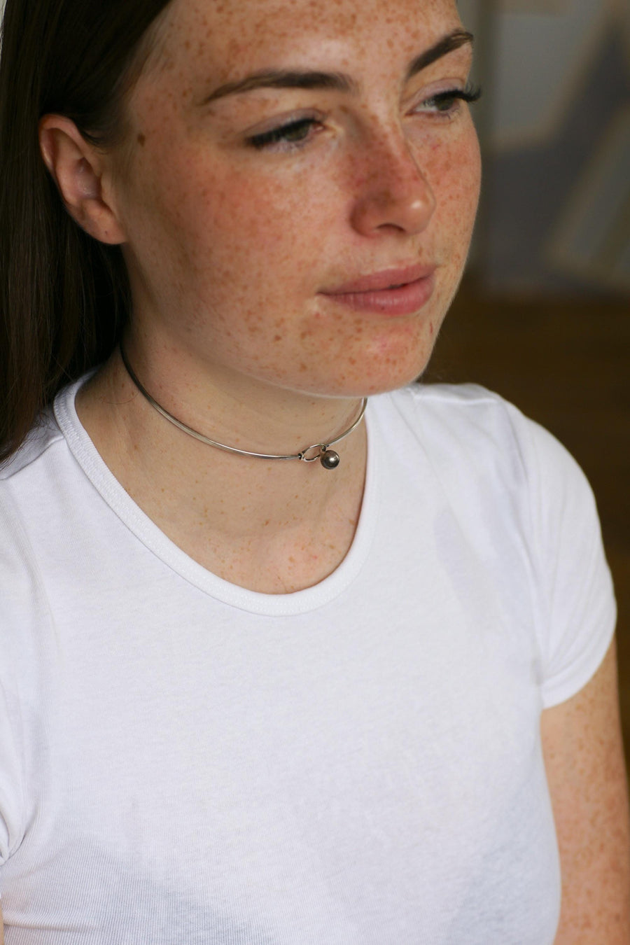 Claude Pelletier for Fabrice Rigid Silver Necklace from the '70s