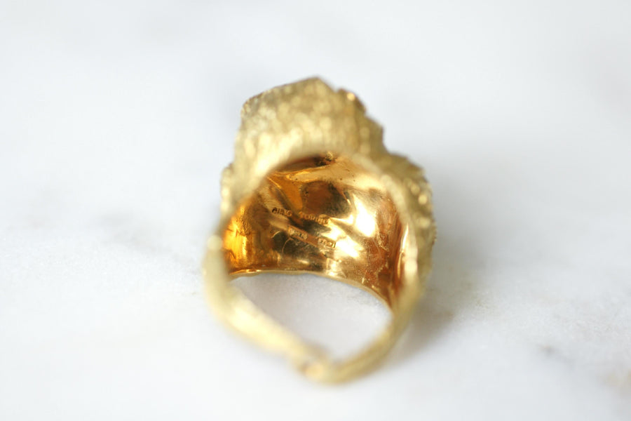 Enrico Cirio Yellow Gold and Diamond Owl Ring