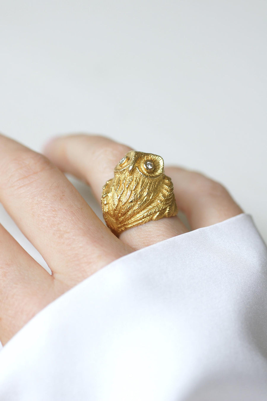 Enrico Cirio Yellow Gold and Diamond Owl Ring