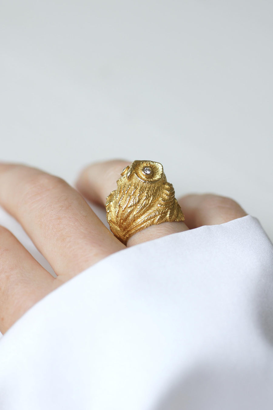Enrico Cirio Yellow Gold and Diamond Owl Ring