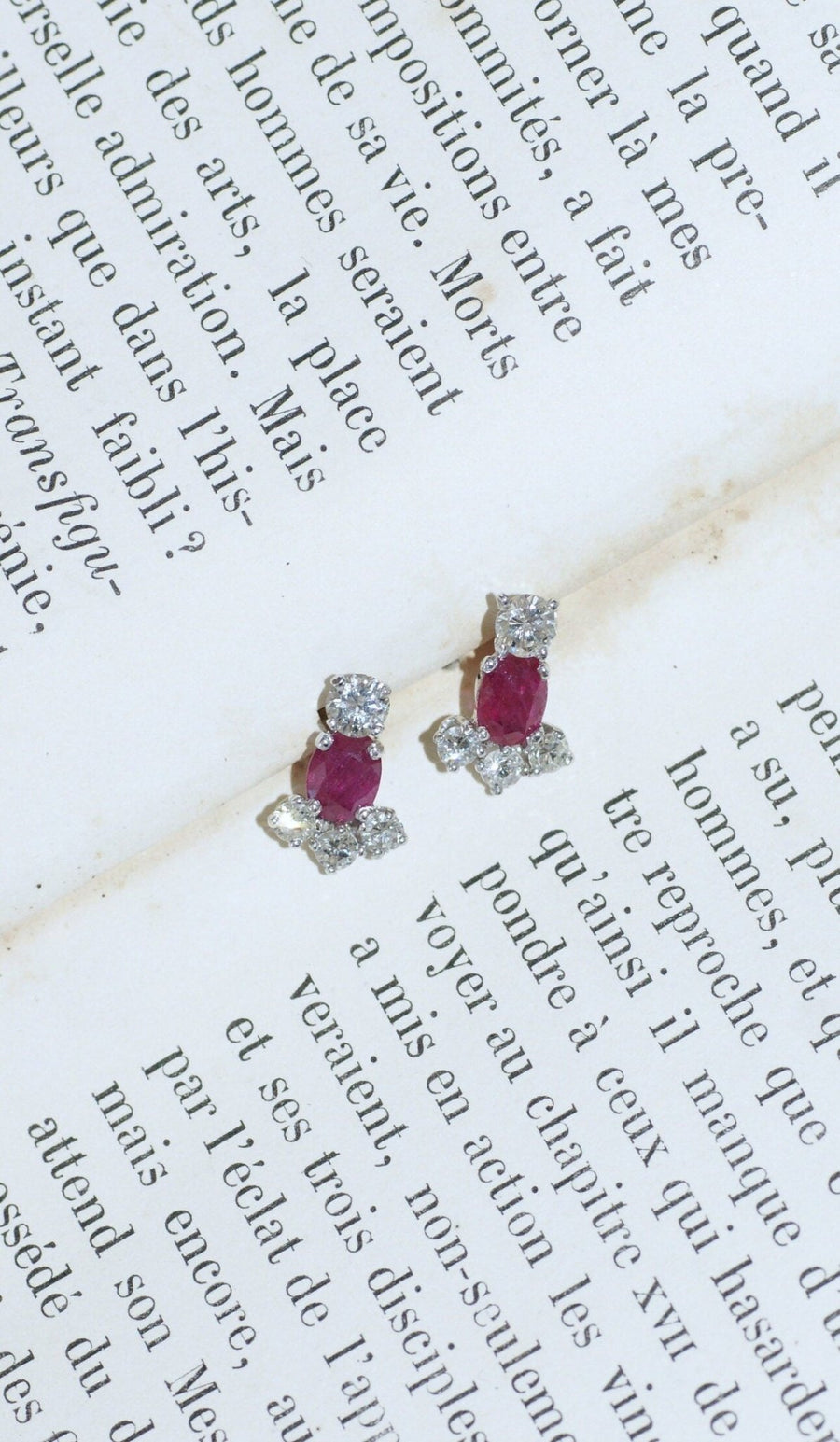 Long Ruby and Diamond Earrings - Galerie Pénélope