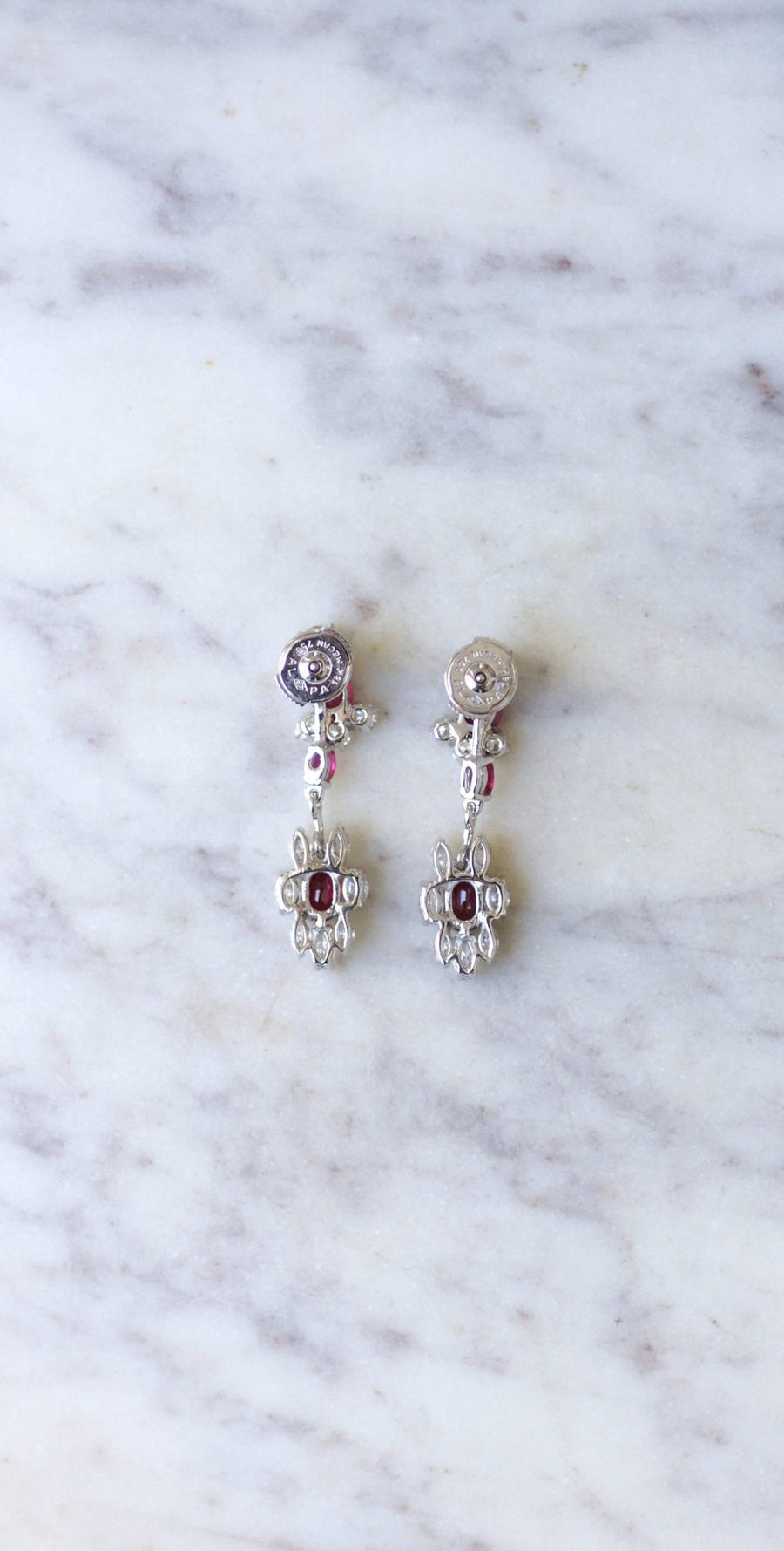 Long Ruby and Diamond Earrings - Galerie Pénélope