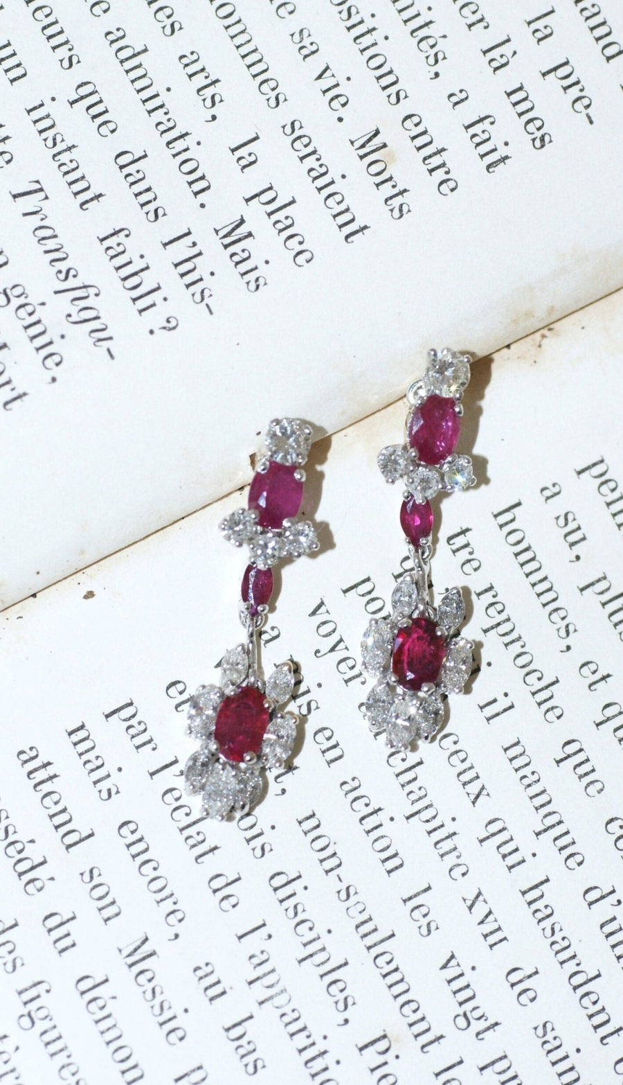 Long Ruby and Diamond Earrings - Galerie Pénélope