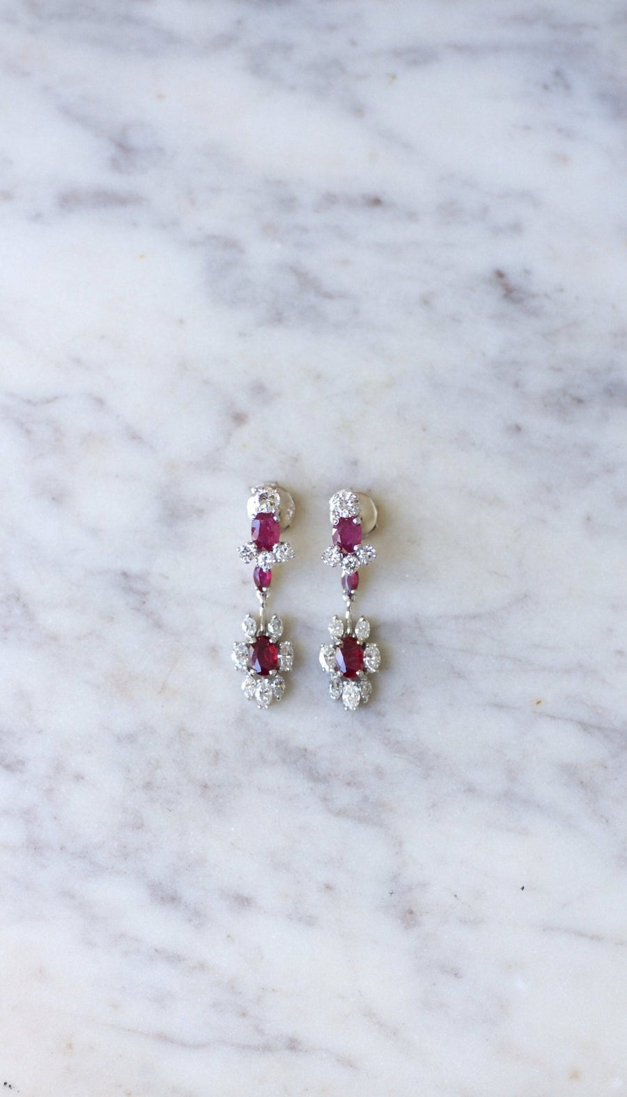 Long Ruby and Diamond Earrings - Galerie Pénélope