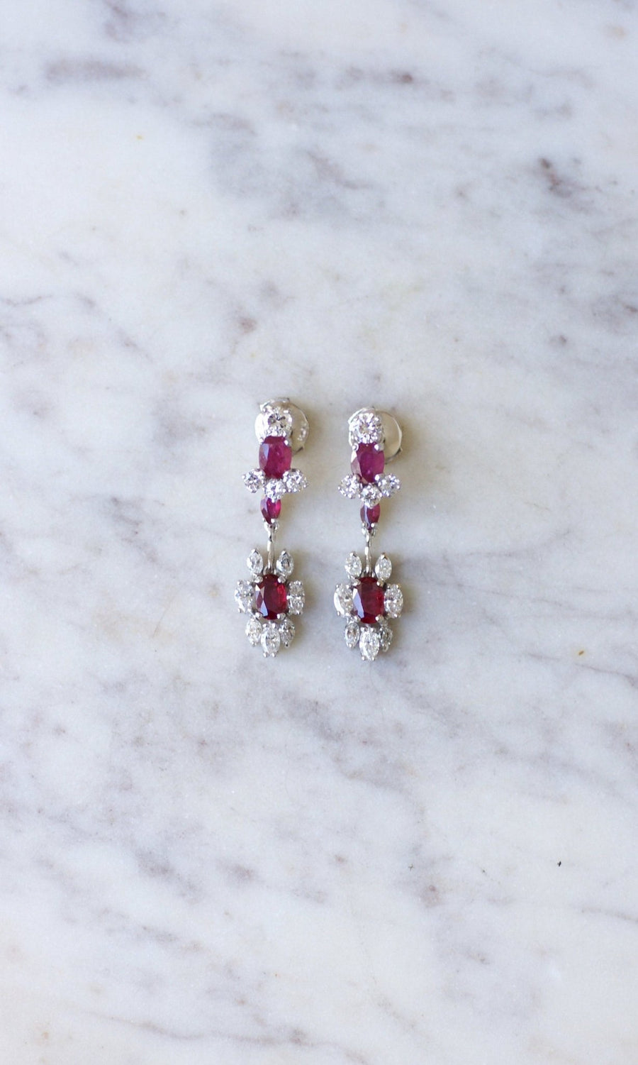 Long Ruby and Diamond Earrings - Galerie Pénélope