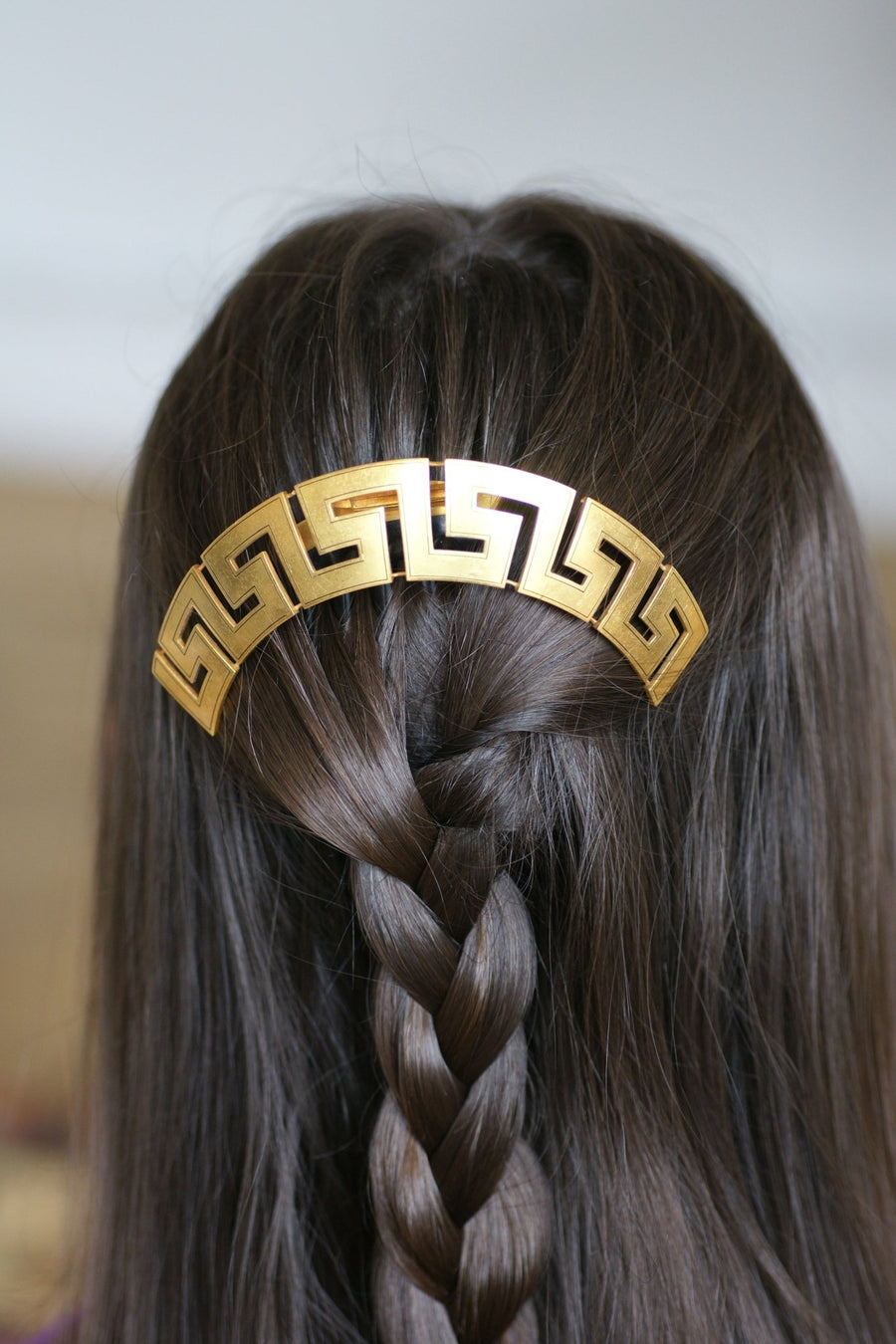 Antique Greek Meander Yellow Gold and Tortoiseshell Comb - Galerie Pénélope