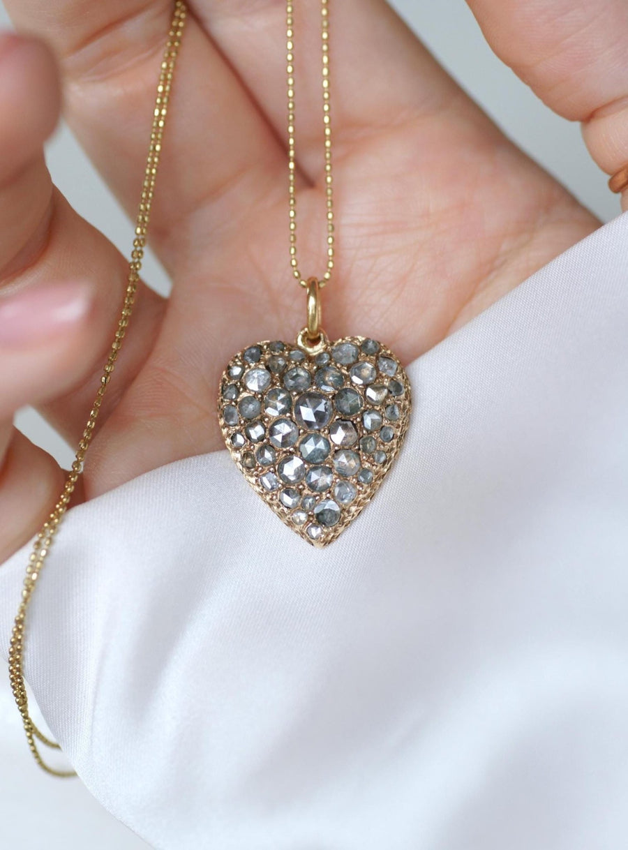 Antique Heart Diamond on Rose Gold Pendant - Galerie Pénélope